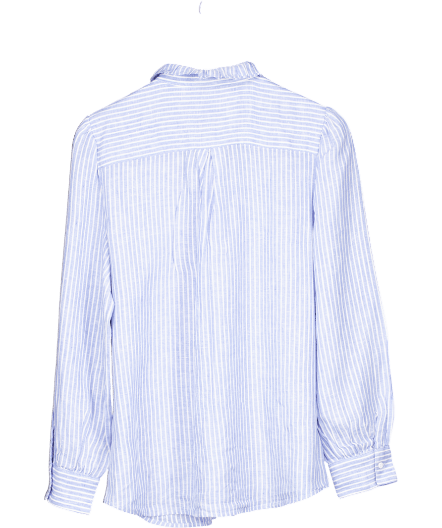 J McLaughlin Blue Stripe Linen Shirt UK M - Reliked