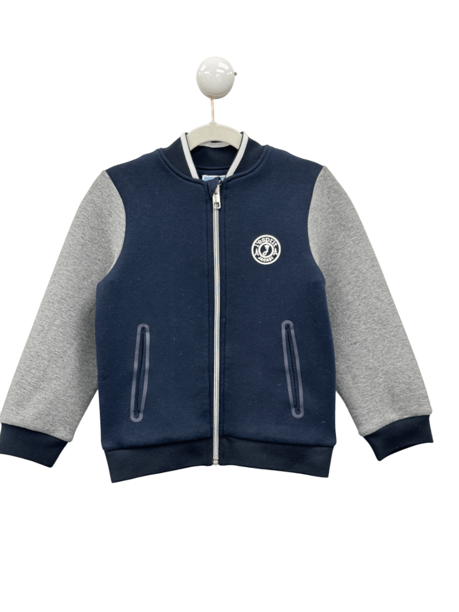 JACADI Navy Blue & Grey Bomber Varsity Jacket 6 Years - Reliked