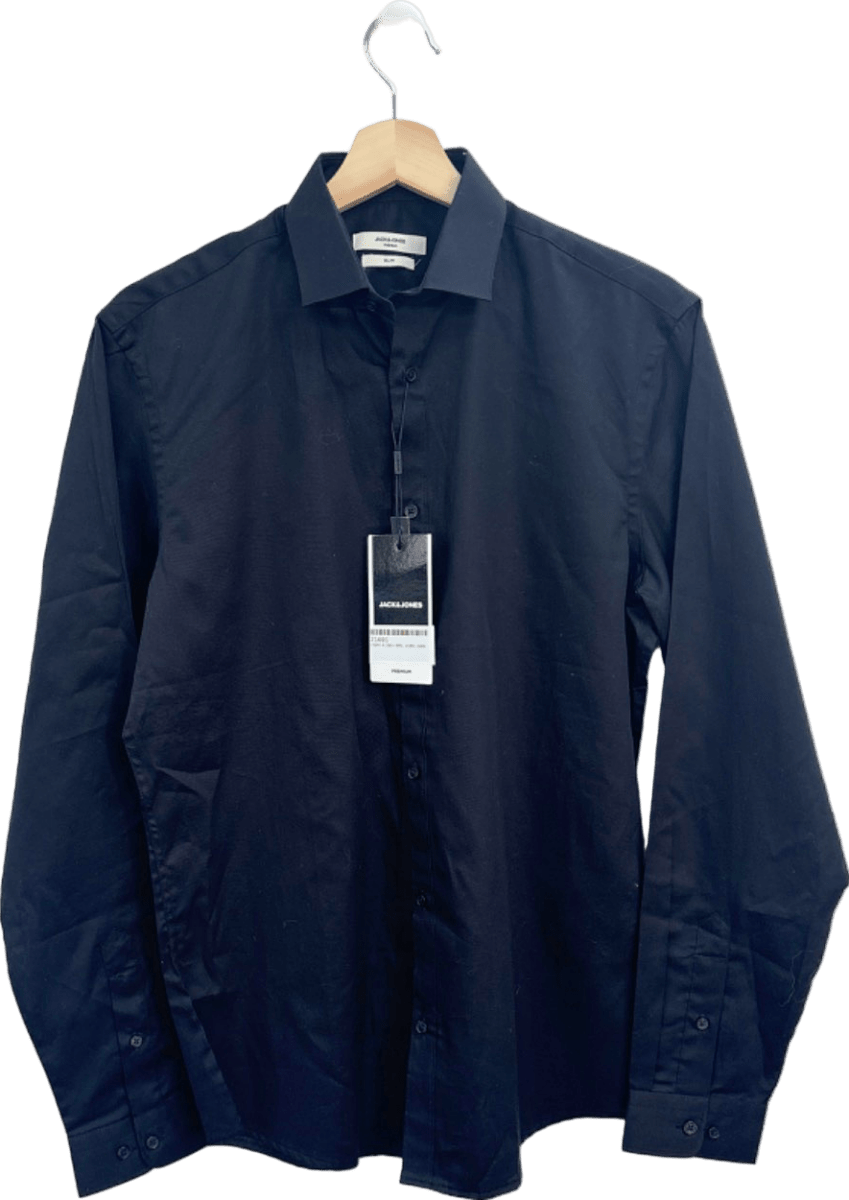 Jack & Jones Black Slim Fit Shirt UK S - Reliked