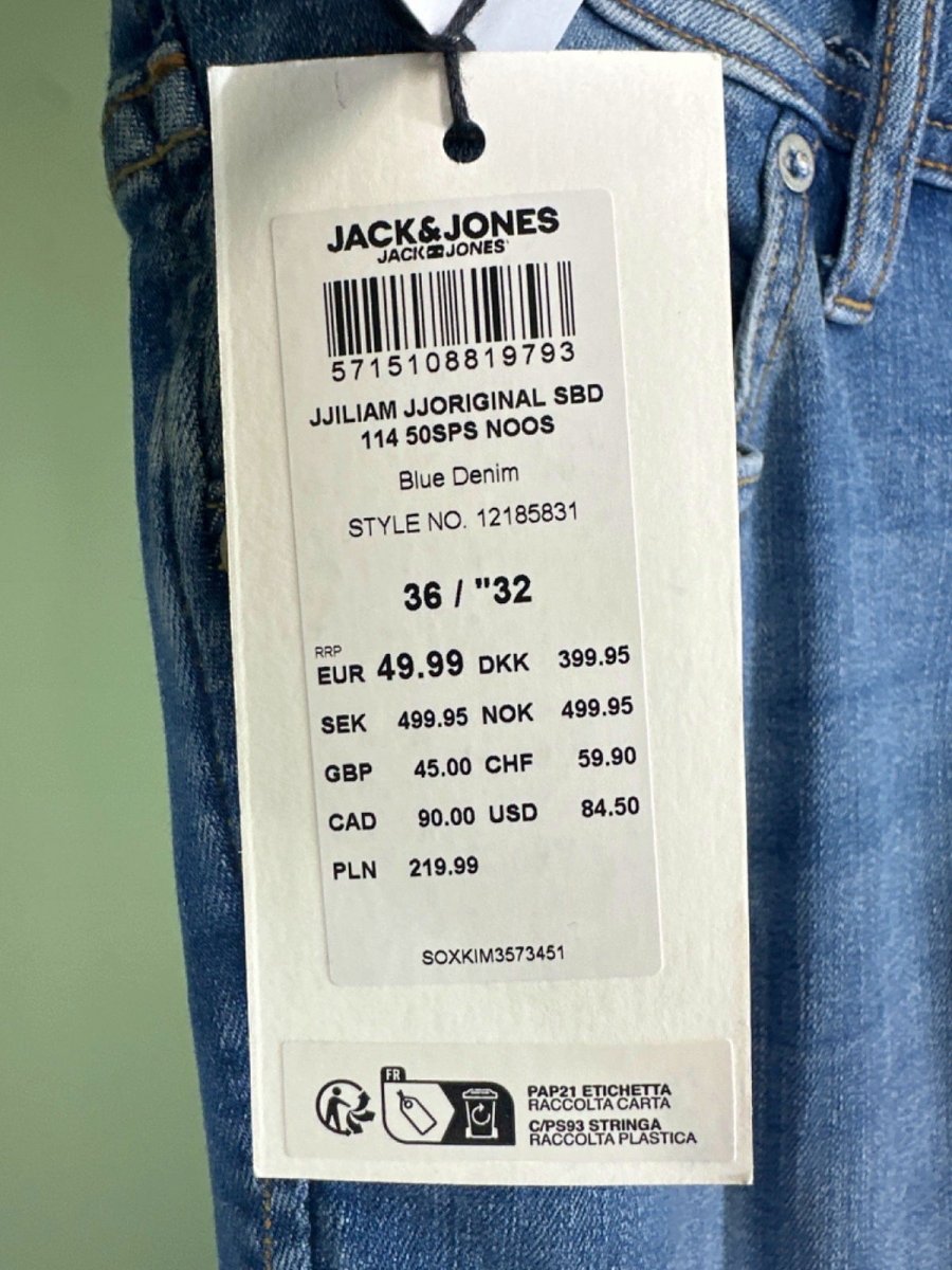 JACK & JONES Blue Denim Jeans Jjlim JJORIGINAL SBD 114 50SPS NOOS W36 - Reliked