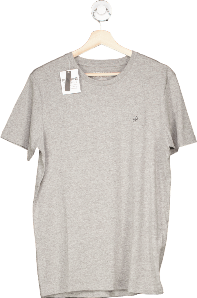 Jack & Jones Grey Crew Neck T-Shirt UK S - Reliked