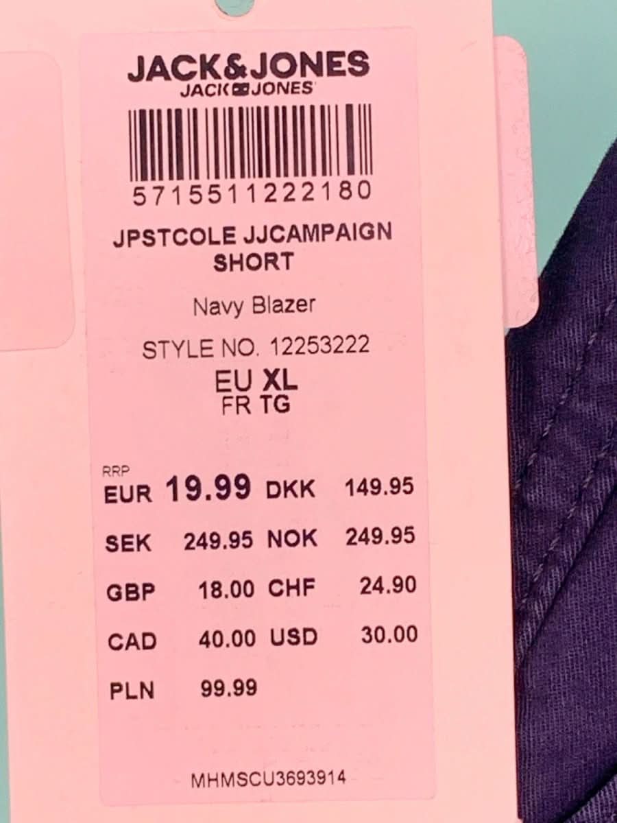 Jack & Jones Navy Blazer Campaign Shorts UK XL - Reliked