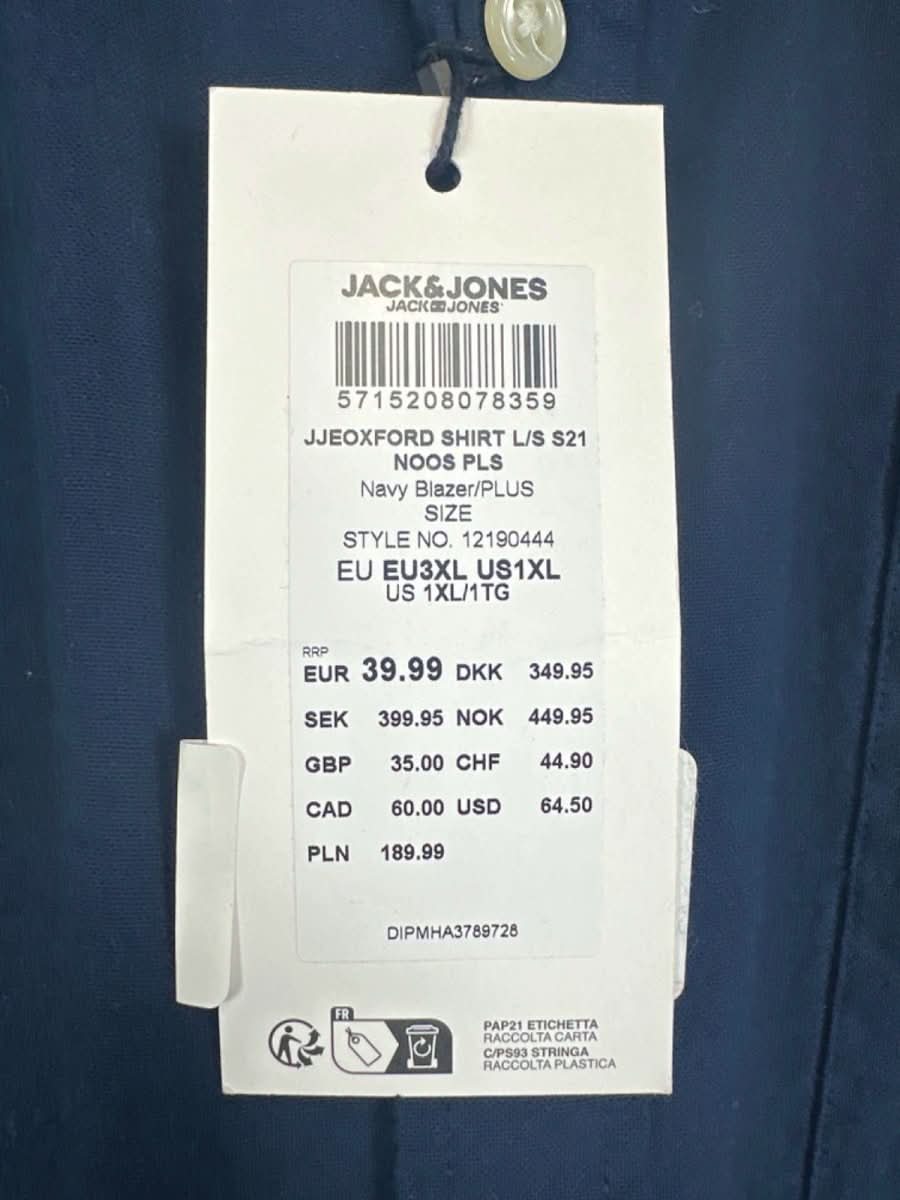 Jack & Jones Navy Blazer/Plus Size Shirt UK XXXL - Reliked