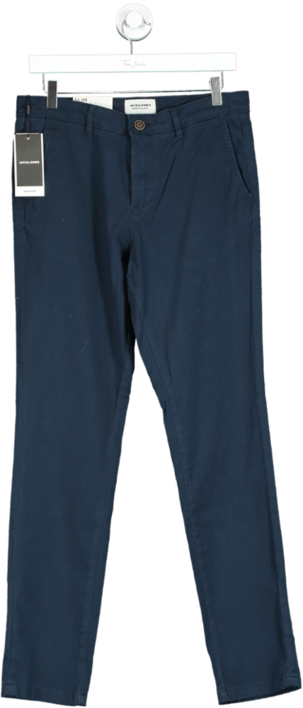 Jack & Jones Navy Slim Fit Trousers UK W30 - Reliked