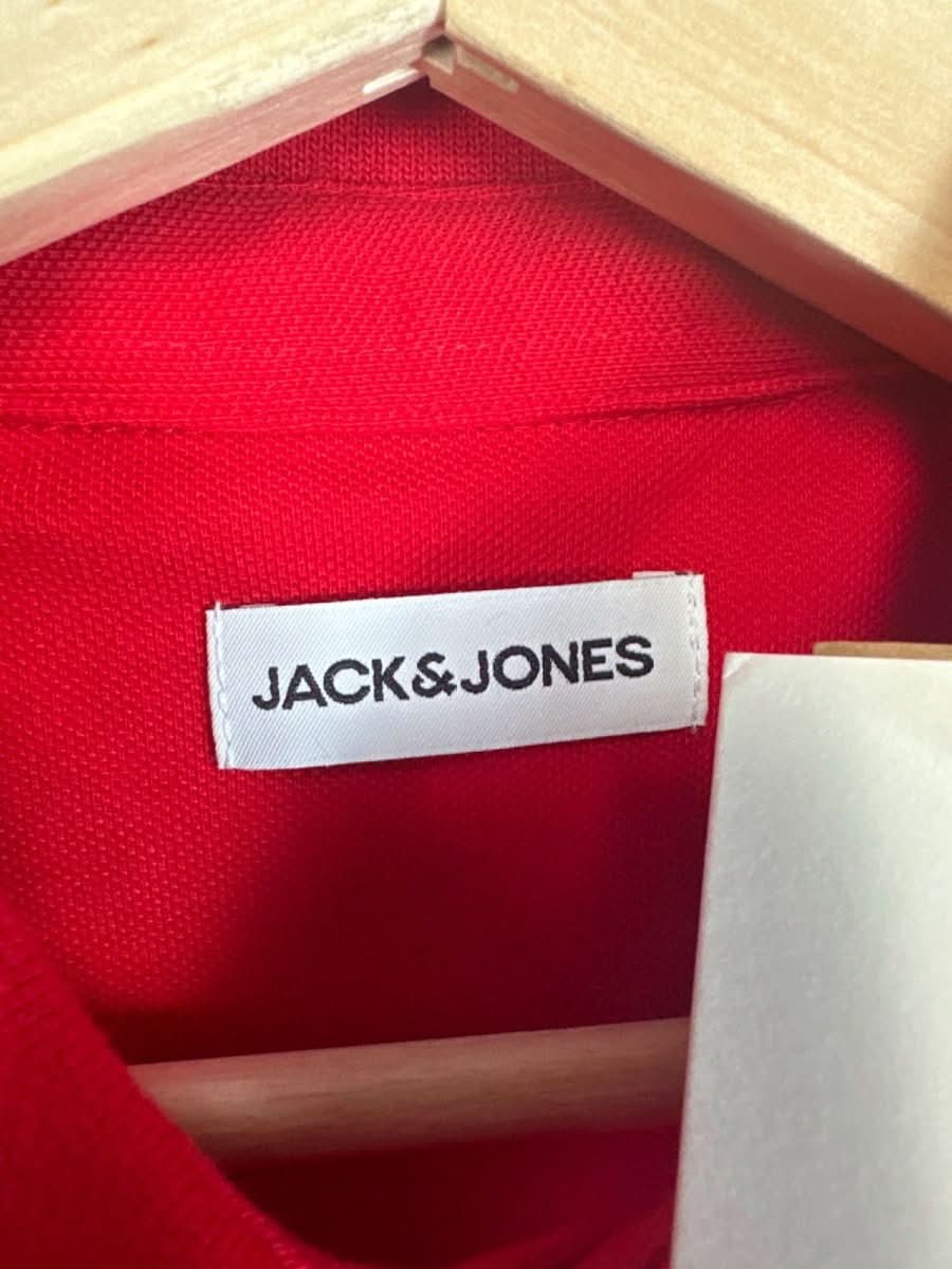 Jack & Jones Red True Red/Classic Polo Shirt UK M - Reliked