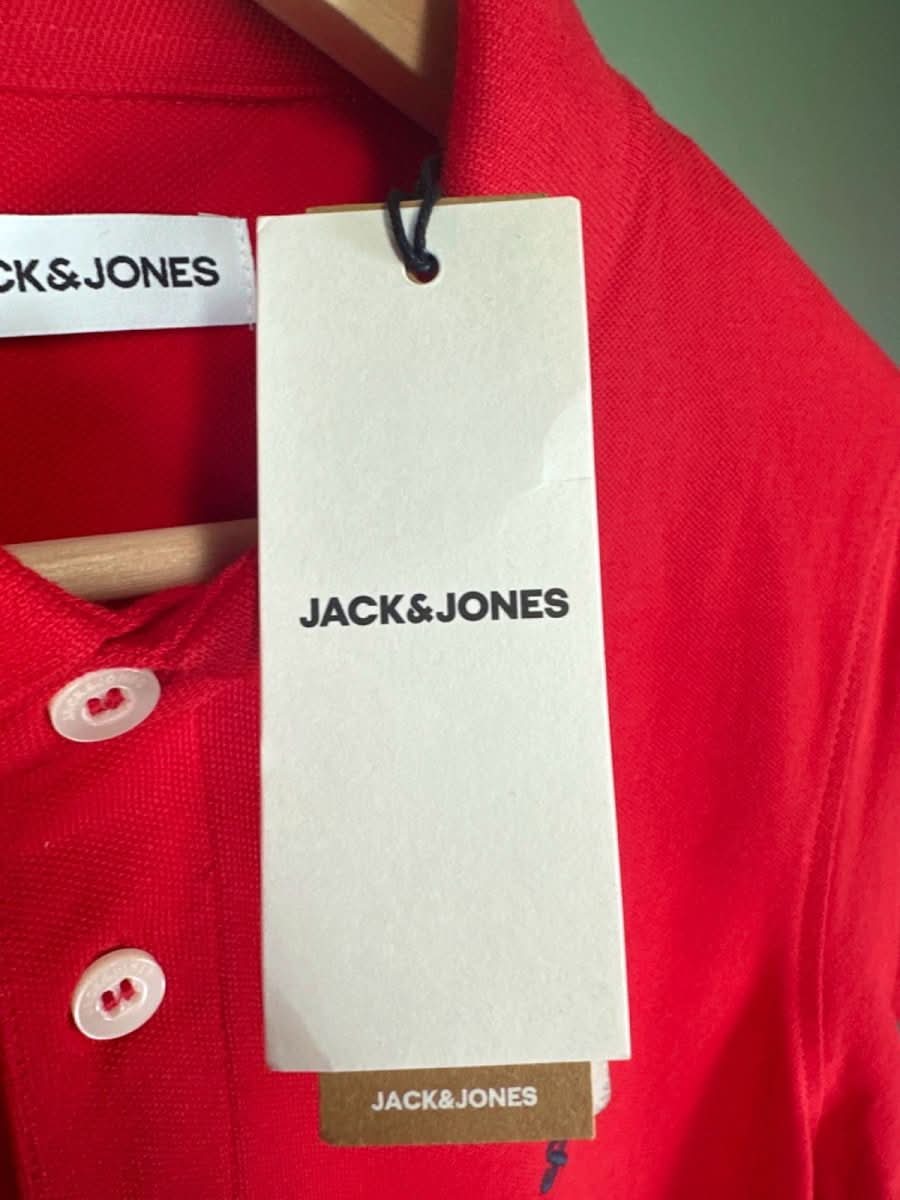 Jack & Jones Red True Red/Classic Polo Shirt UK M - Reliked