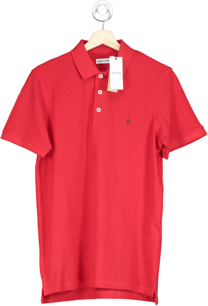 Jack & Jones Red True Red/Classic Polo Shirt UK M - Reliked