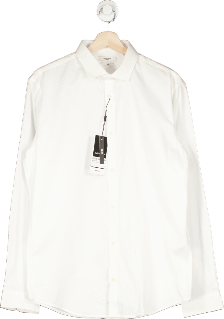 Jack & Jones White Slim Fit Cardiff Shirt L/S UK L - Reliked