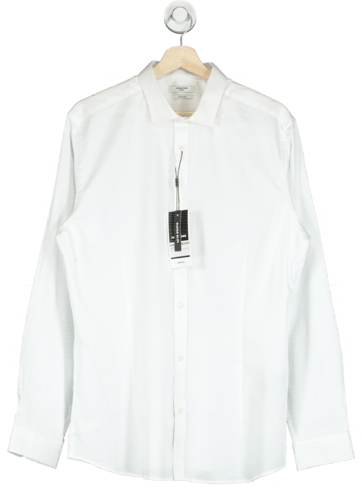 Jack & Jones White Stretch Super Slim Shirt UK XL - Reliked