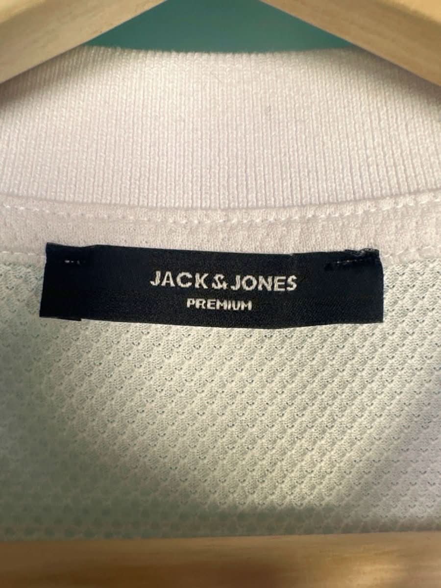 Jack & Jones White Zip Polo Shirt UK XL - Reliked