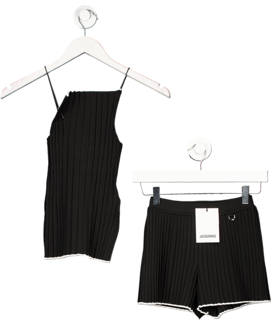 JACQUEMUS Black 2 - piece Le Haut Maille Pleated Top And Shorts Set UK 4 - Reliked