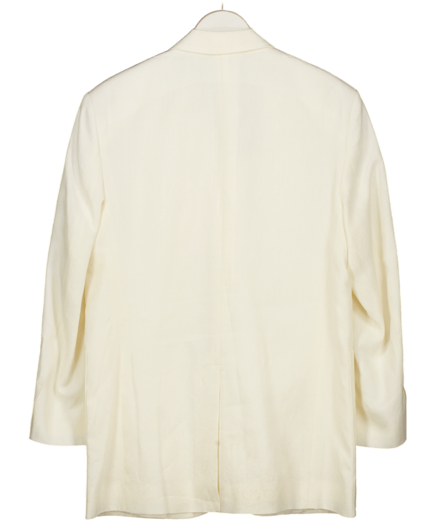 JACQUEMUS Cream L'amour Ivory Linen Oversizedsingle Breasted Blazer Fr38 UK 10 - Reliked