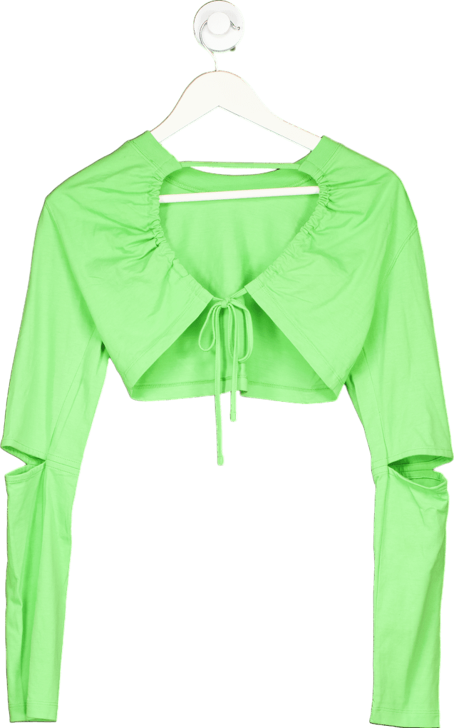 Jacquemus Green Piccola Cropped Cutout Cotton - Jersey Top UK XS - Reliked