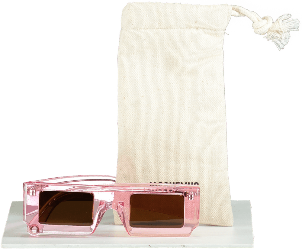 JACQUEMUS Pink Square - Frame Les Lunettes Soleil 3D Sunglasses in pouch - Reliked
