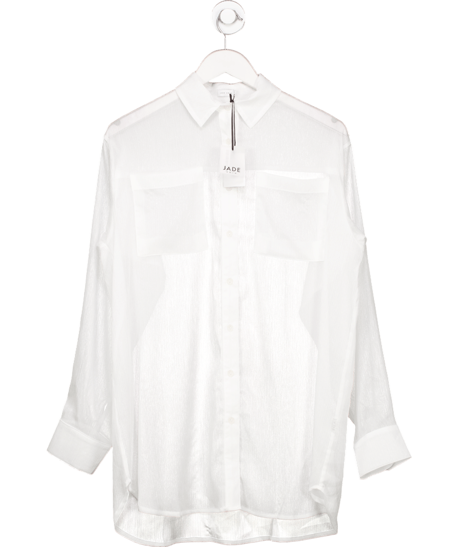 Jade Swim White Sheer Mika Coverup Shirt UK S/M - Reliked