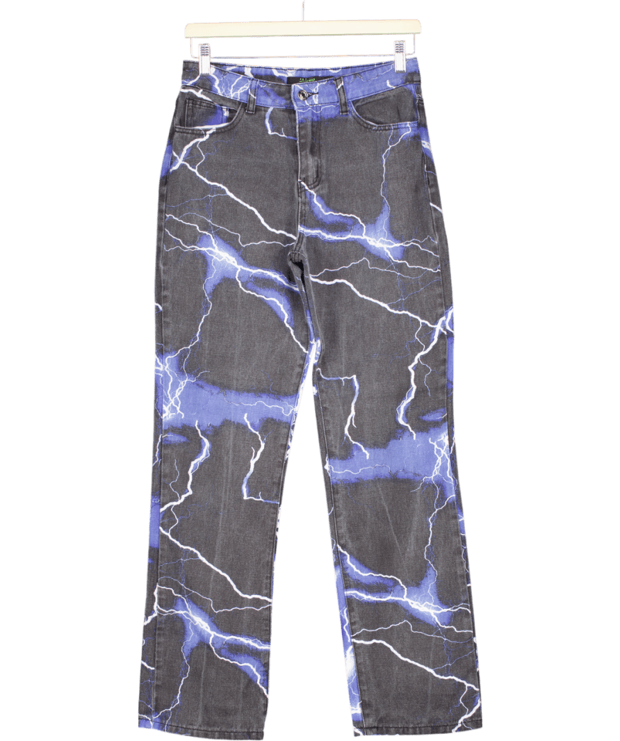 jaded Grey Lightning Bolt Print Jeans W26 - Reliked