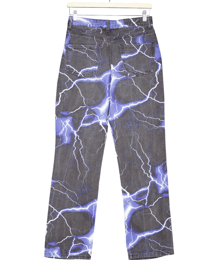 jaded Grey Lightning Bolt Print Jeans W26 - Reliked