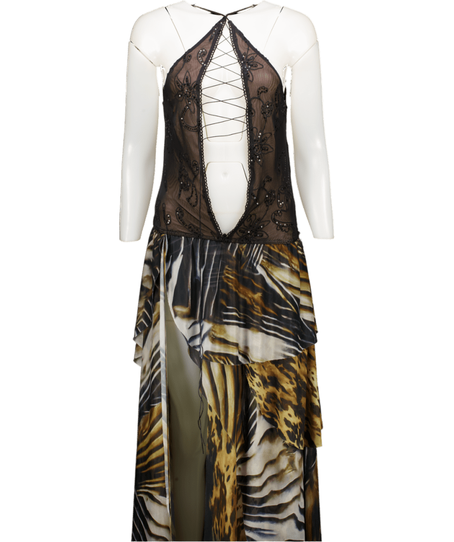 Jaded London Black Sade Embellished Maxi Dress UK 10 - Reliked