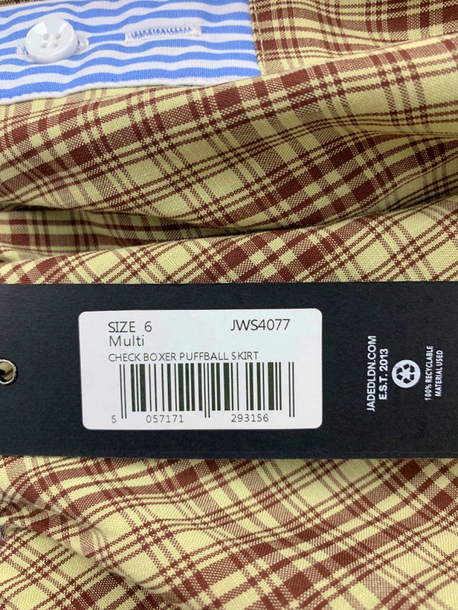 Jaded London Multi Check Boxer Puffball Skirt UK 6 - Reliked