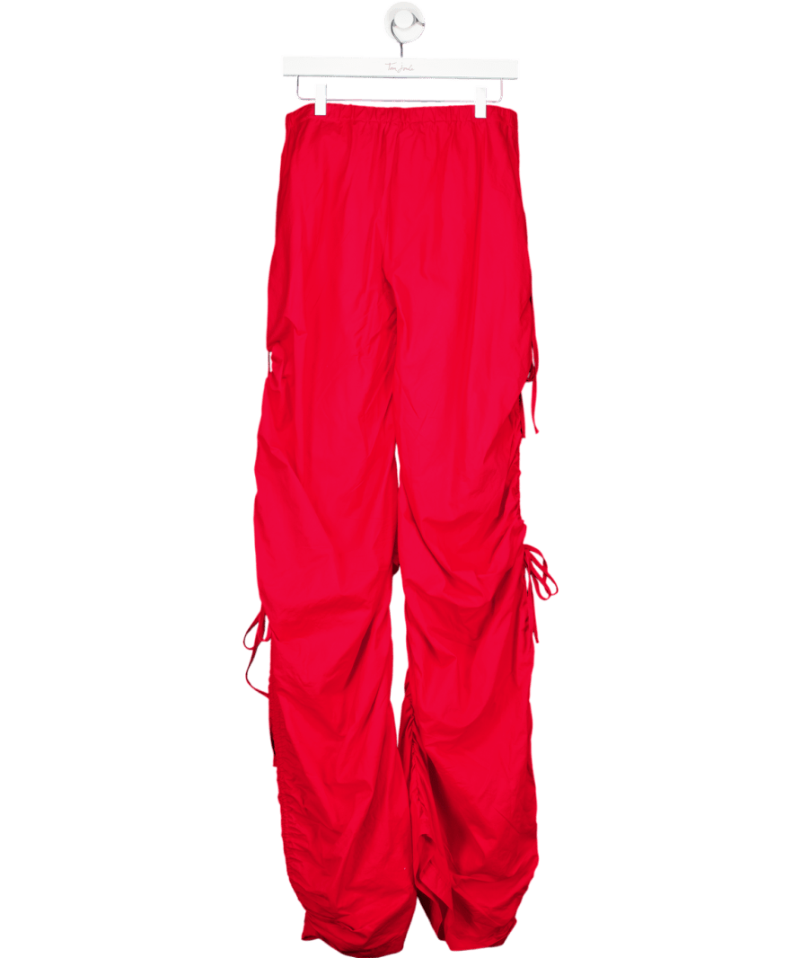 Jaded London Red Open Knee Ruched Side Parachute Trousers UK 8 - Reliked