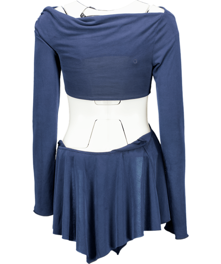 jaded Navy Blue Trim Asymmetric Dress - Jersey Dress UK 8 - Reliked