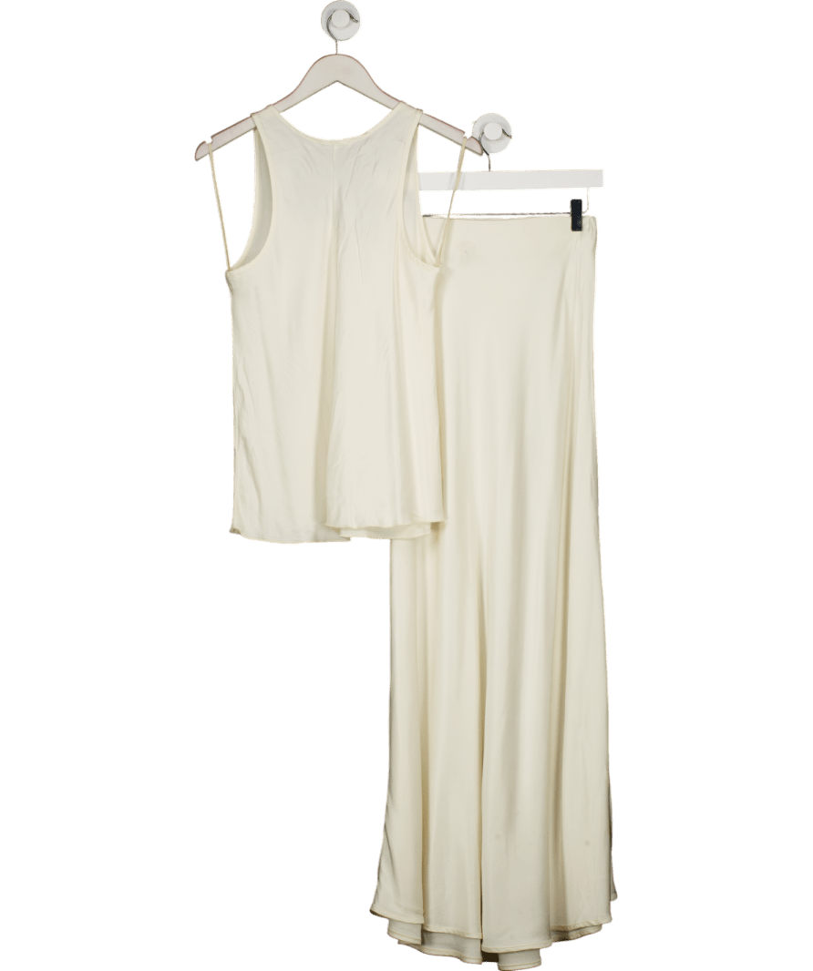 Jaki London Cream Satin Bias Skirt And Vest Set UK XS - Reliked