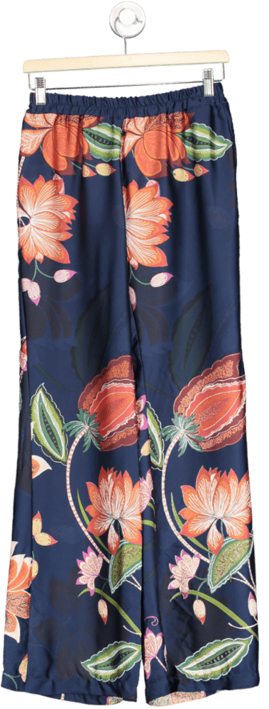 James Lakeland Blue Floral Print Trousers UK 8 - Reliked