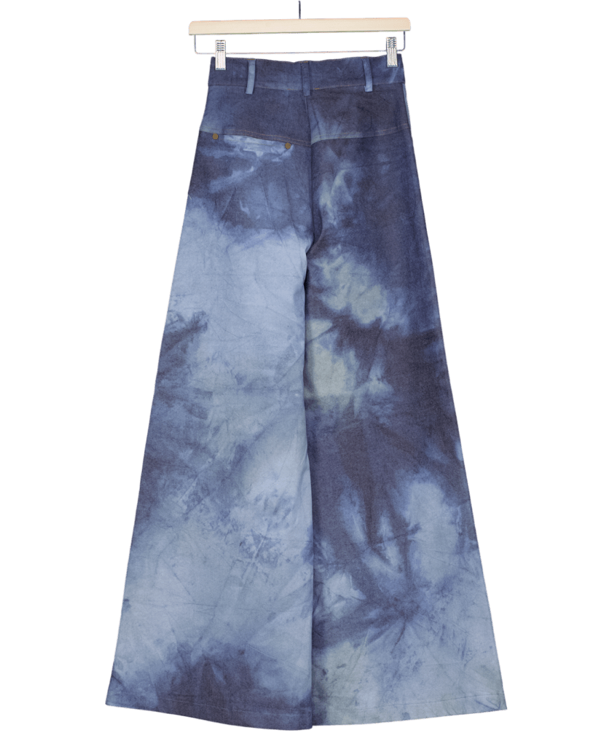 James Lakeland Blue Tie Die Wide Leg Jeans UK XS - Reliked