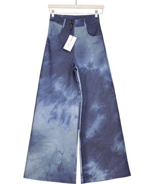 James Lakeland Blue Tie Die Wide Leg Jeans UK XS