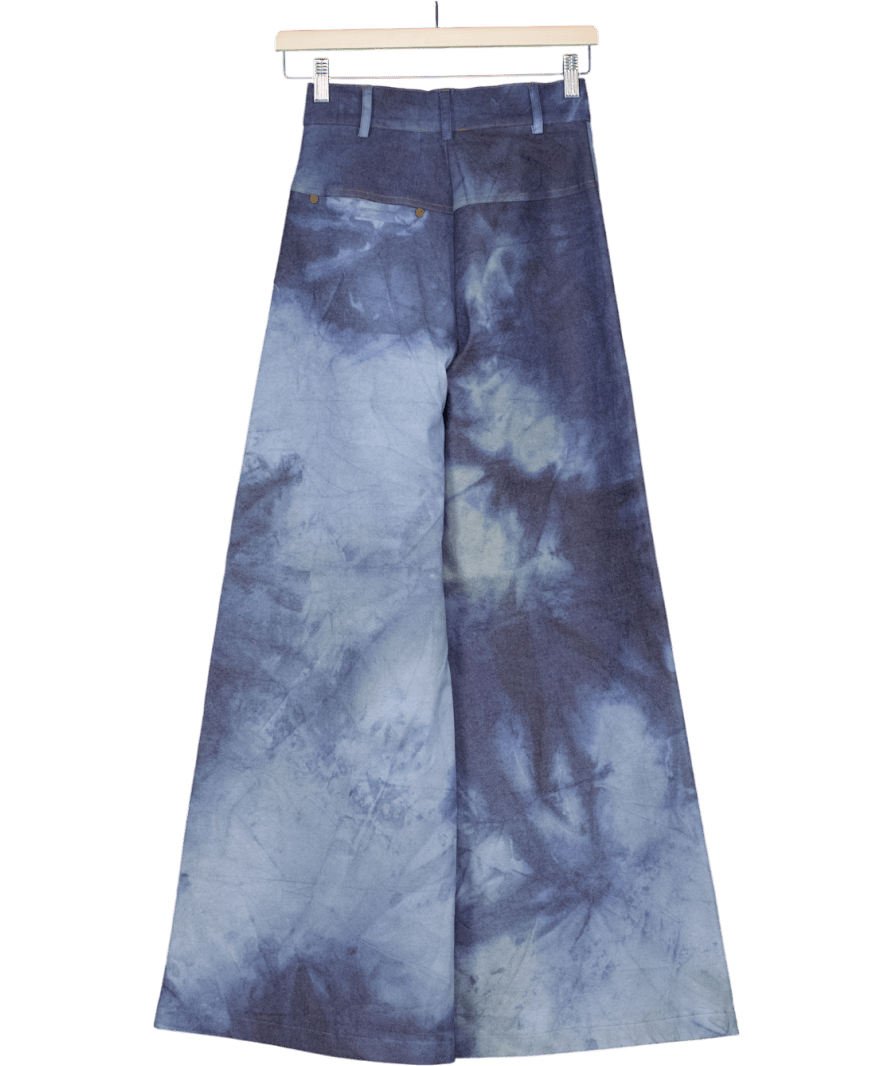 James Lakeland Blue Tie Die Wide Leg Jeans UK XS - Reliked