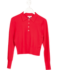 J.CREW Red Cashmere Blend Knit Polo Sweater UK M - Reliked