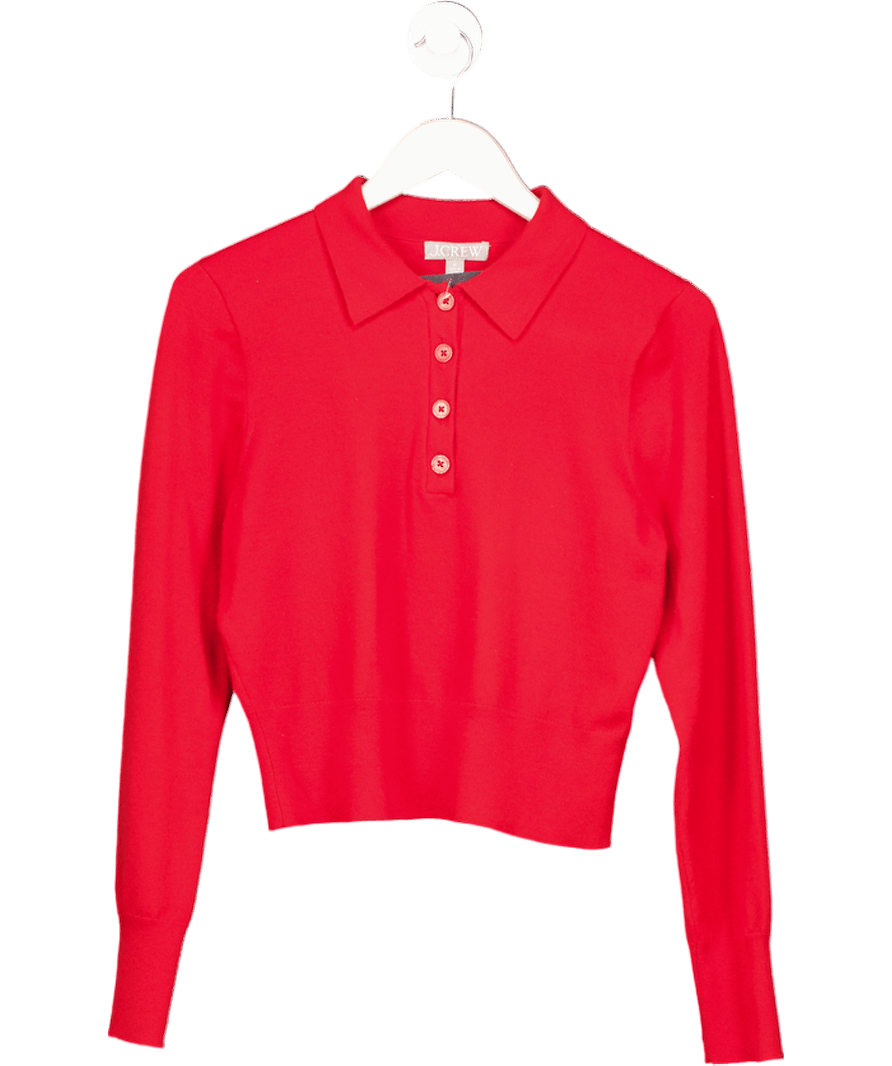 J.CREW Red Cashmere Blend Knit Polo Sweater UK M - Reliked