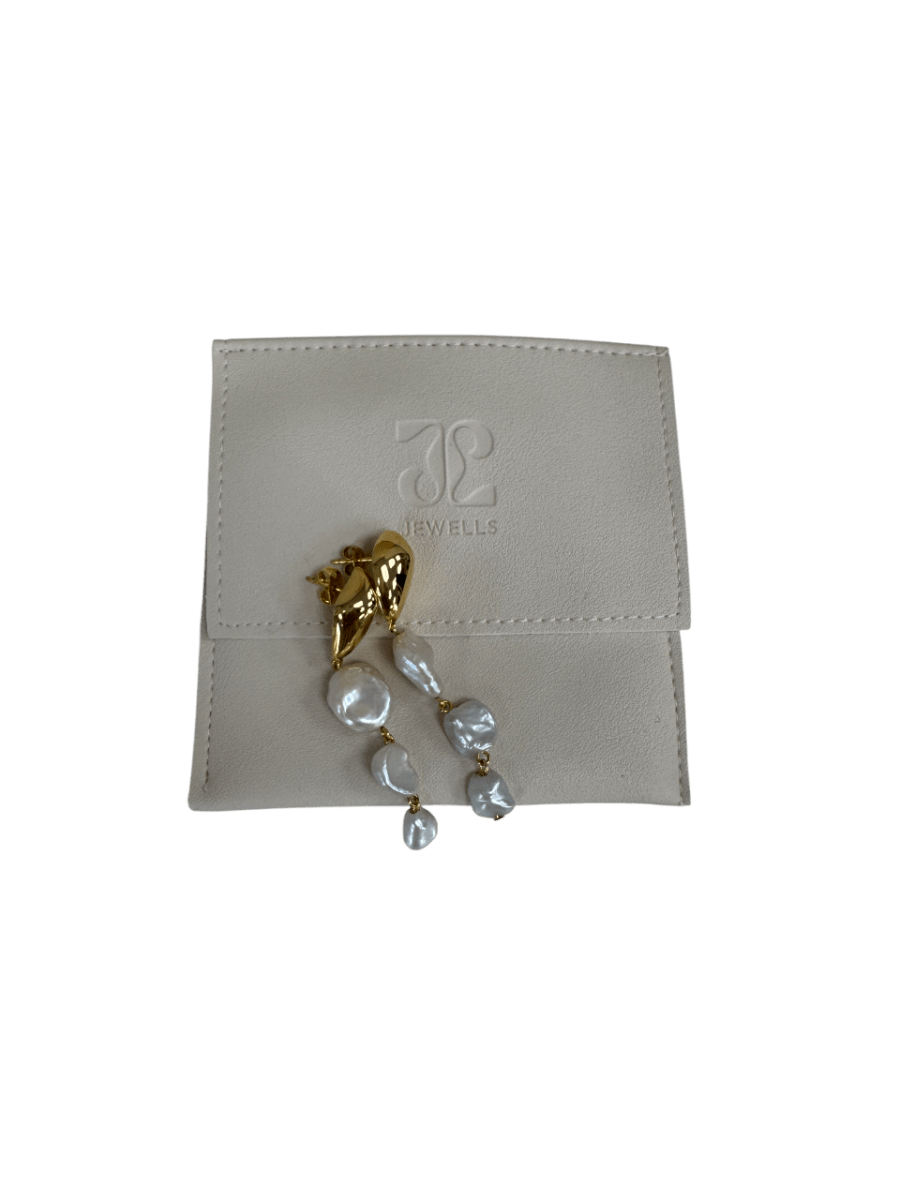 Jewells Cream 18kt Gold Vermeil Graduated Pearl Drop Earrings - Reliked