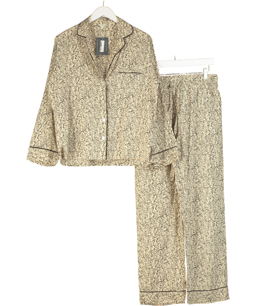 Jigsaw Beige Mini Hydra Coral Pyjama Set UK XS - Reliked