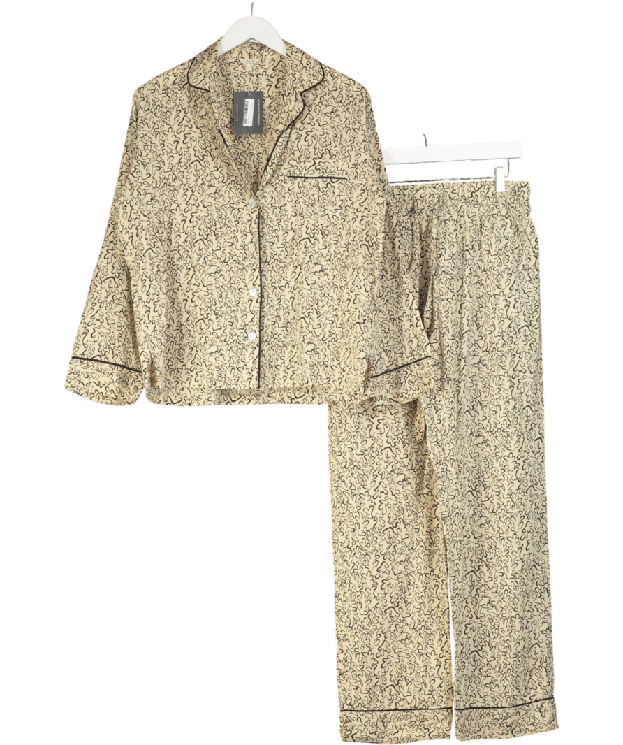 Jigsaw Beige Mini Hydra Coral Pyjama Set UK XS - Reliked