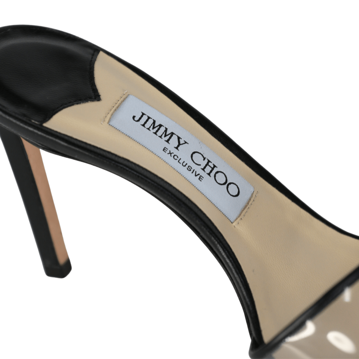 Jimmy Choo Black Stacey 85 Leather And Pvc Mules UK 5 EU 38 👠 - Reliked