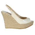Jimmy Choo Cream Patent Leather High Espadrille Wedge Sandals UK 4.5 EU 37.5 👠 - Reliked