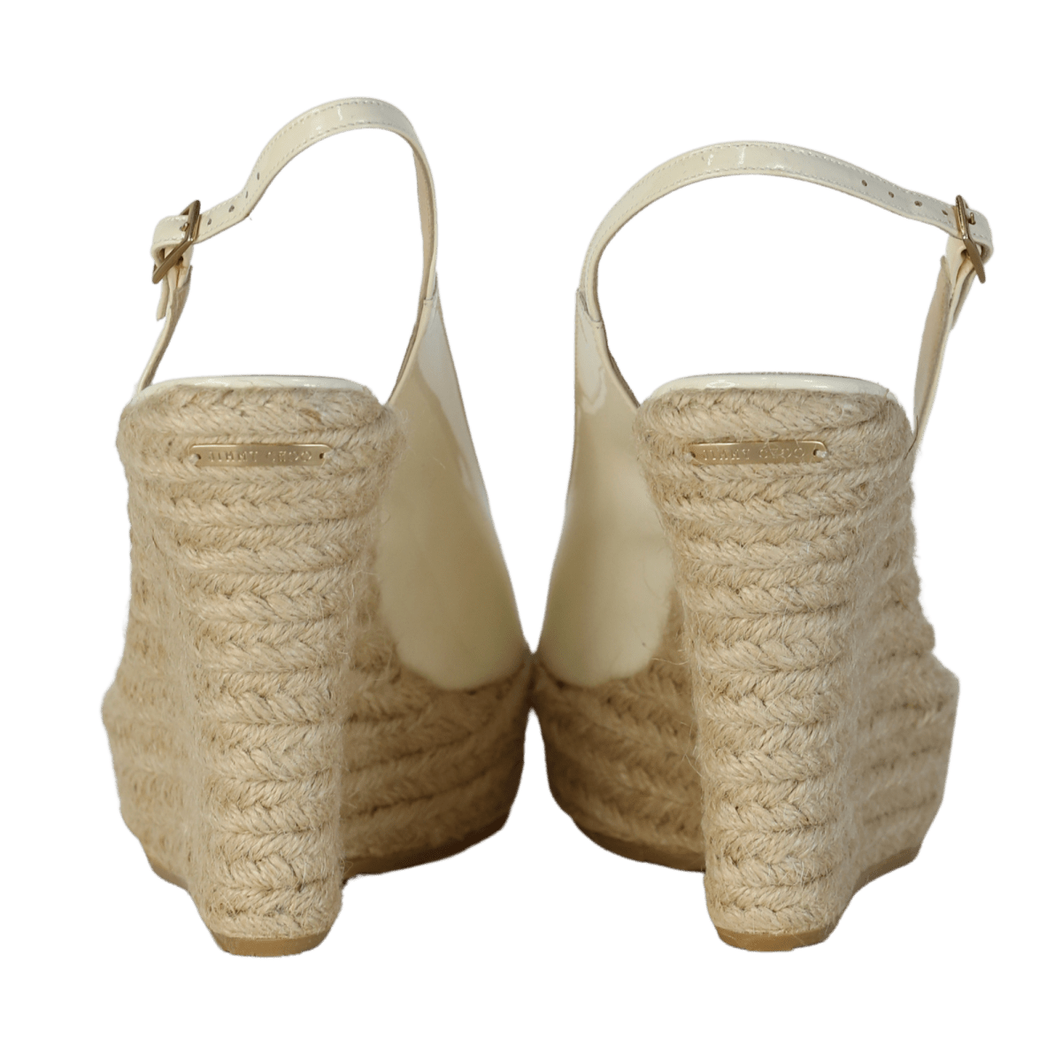 Jimmy Choo Cream Patent Leather High Espadrille Wedge Sandals UK 4.5 EU 37.5 👠 - Reliked