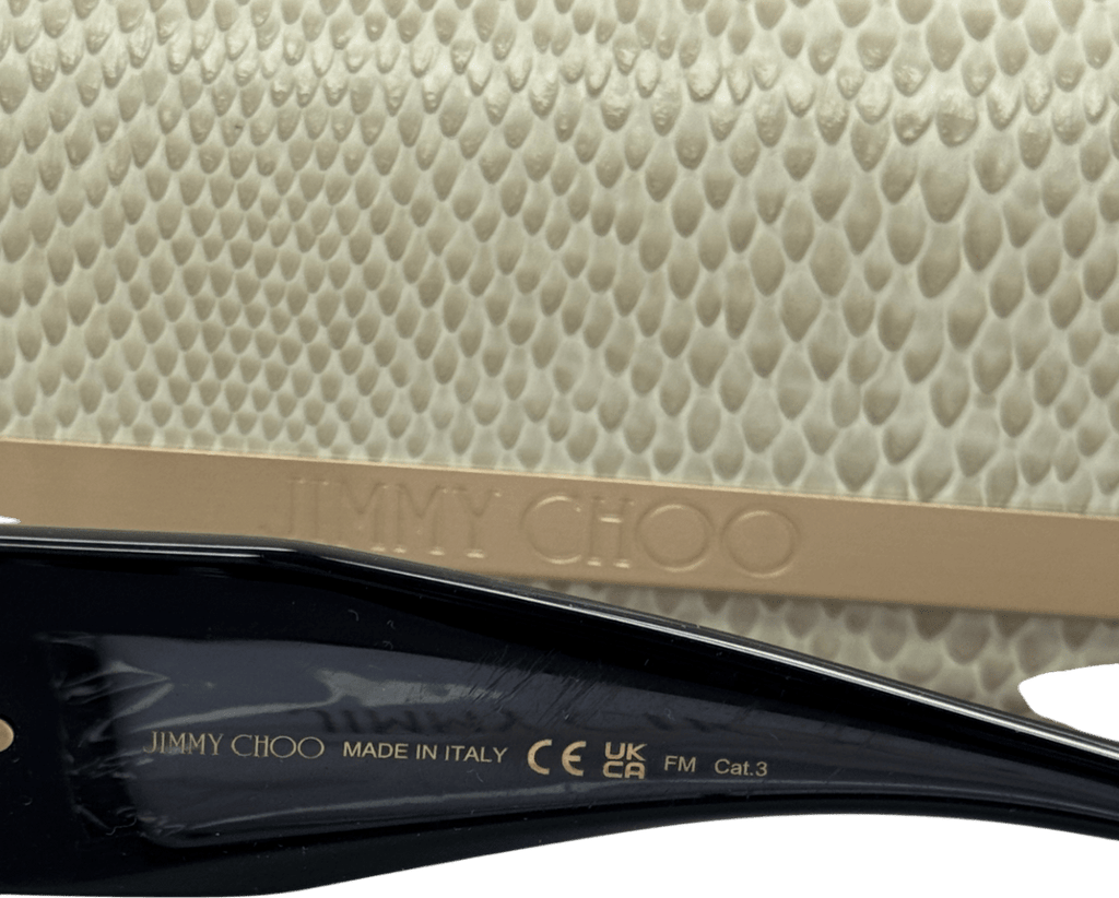 Jimmy Choo Nena/s 807 9o 51 Black / Gold Logo Arm Sunglasses In Case - Reliked