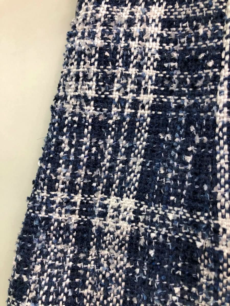 J.ING Navy Blue Tweed Mini Skirt UK S - Reliked