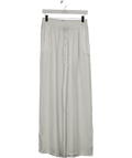 J&L Paris White Satin Wide Leg Trousers UK S - Reliked