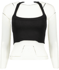 Joah Brown Black Ribbed Halterneck Cropped Top UK XS/S - Reliked