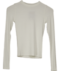 Joah Brown White Ribbed Round Neck Long Sleeve Top UK XS/S - Reliked