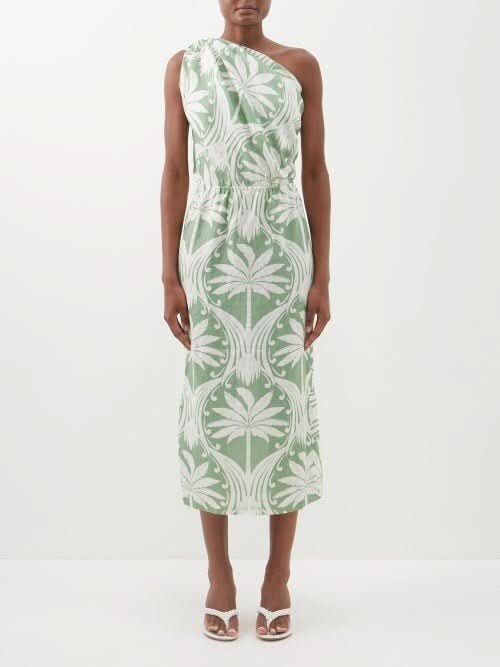 Johanna Ortiz Green Under The Palm Midi Dress UK 12 - Reliked