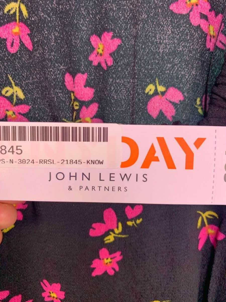 John Lewis Anyday Black Floral SQ Neck Top UK 6 - Reliked