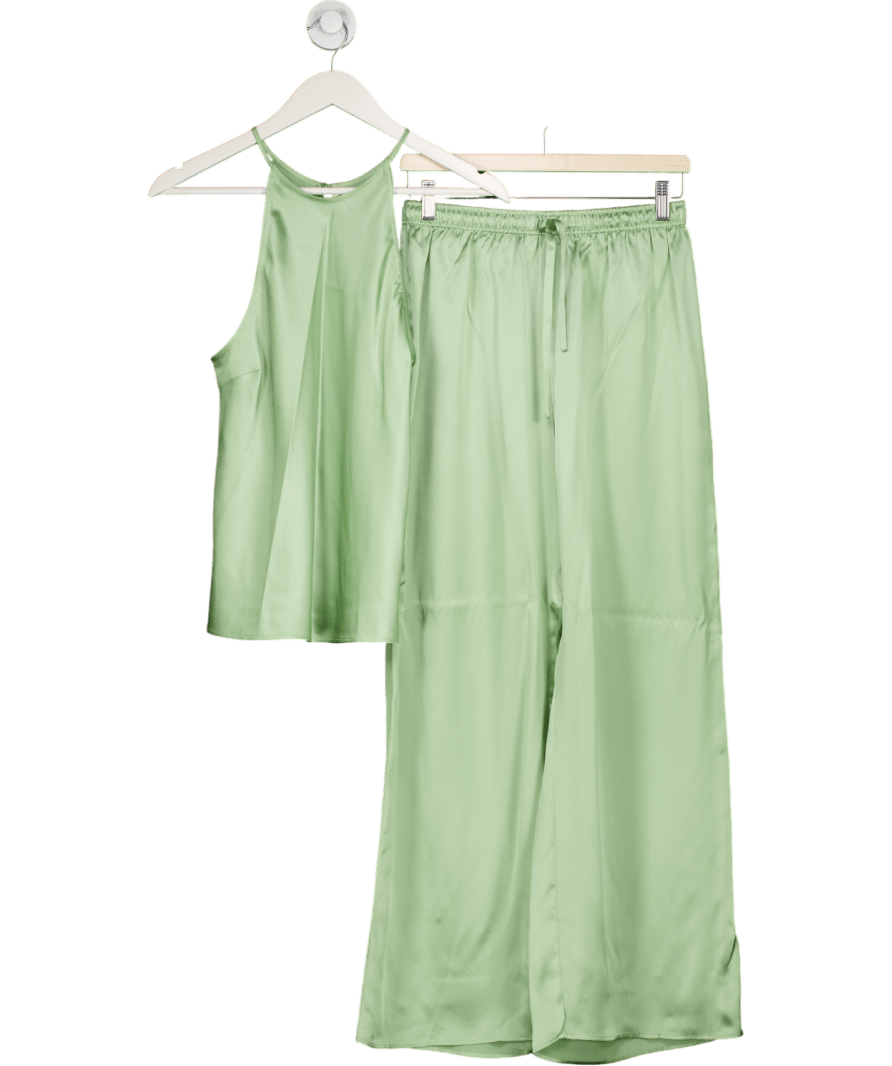 John Lewis Green Silk Cami And Trousers Pyjama Set UK S - Reliked