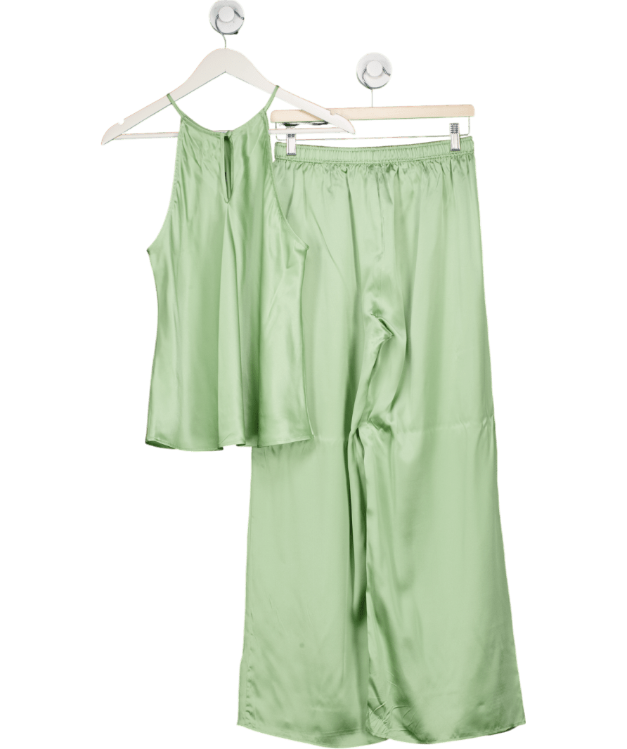 John Lewis Green Silk Cami And Trousers Pyjama Set UK S - Reliked