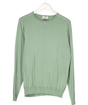John Smedley Green Sea Island Cotton Fine Knit Jumper UK M
