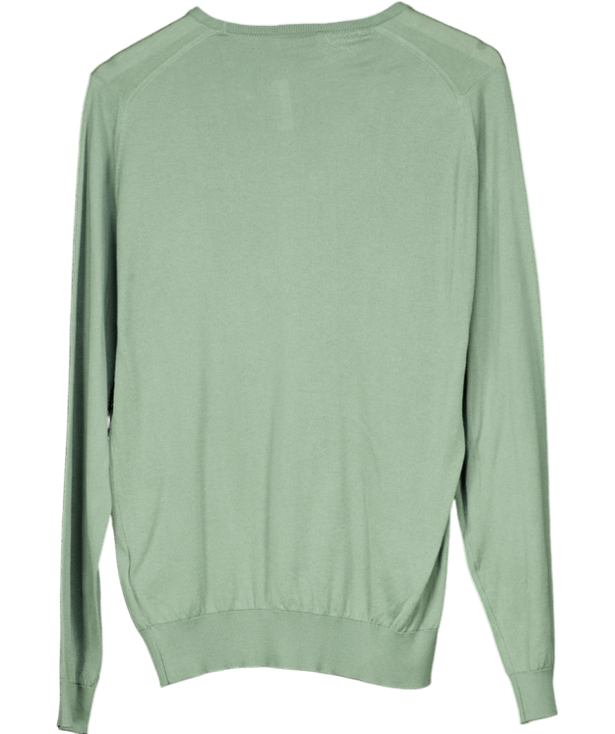 John Smedley Green Sea Island Cotton Fine Knit Jumper UK M - Reliked