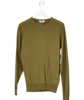 John Smedley Olive Green 100% Pure New Wool Fine Knit Jumper UK M - Reliked